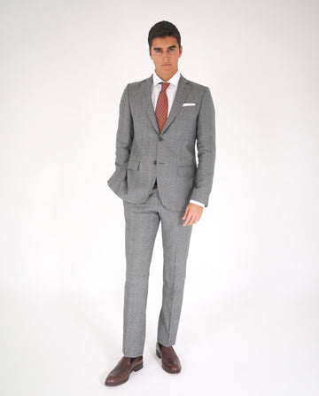 Grey Suit Soft Slim Glen Plaid 100% Wool